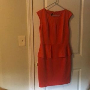 Salmon colored dress.